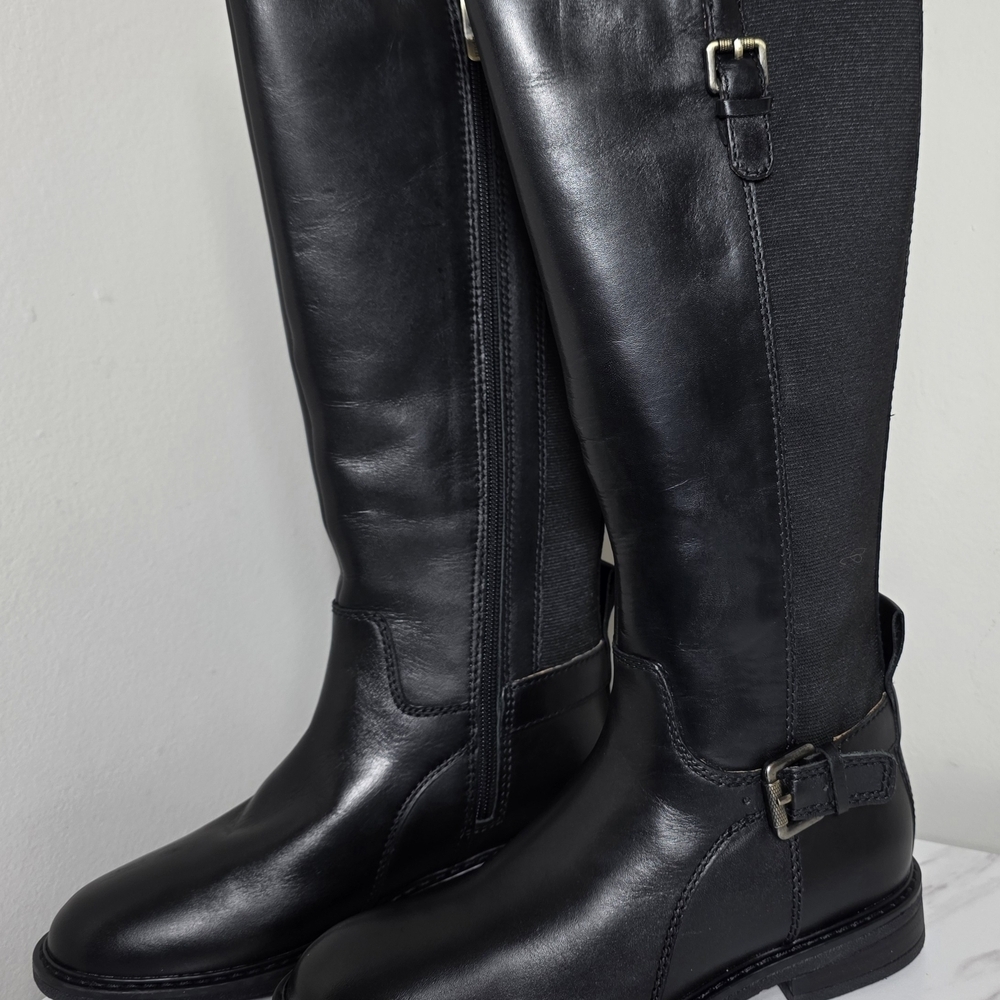 Easy Spirit Jackie Riding Boots Black Leather Women’s Size 5.5M Buckle Knee High - Picture 2 of 7